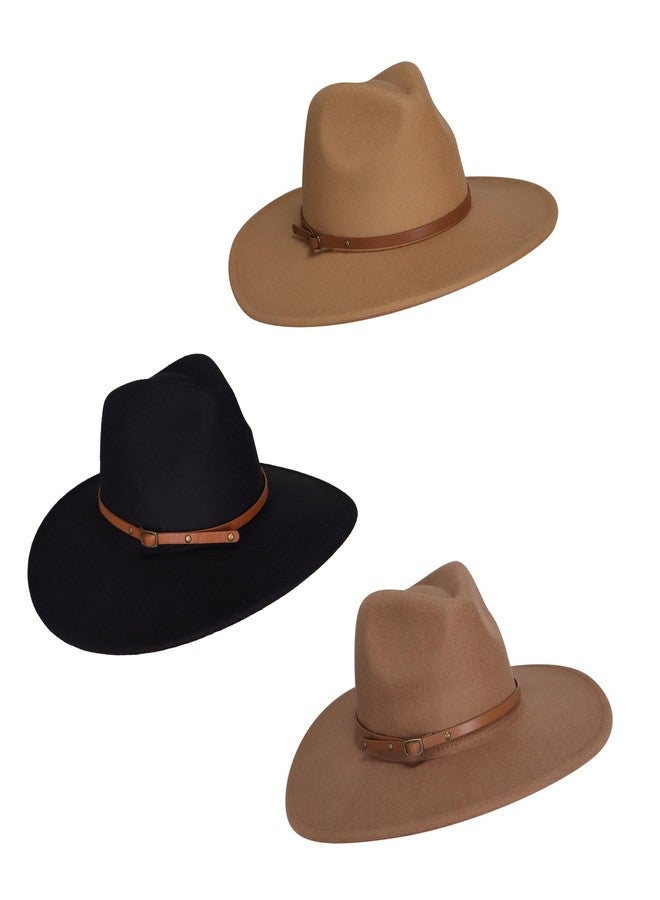 ReLIVE Fedora - Women's Fashionable Wide Brim Hat - Belt Buckle - Sun - Cowgirl - Cowboy - Felt - Beach Onyx - Image 4
